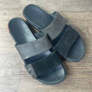 Sorel Women’s Torpeda Slide II Black Leather and SuedeSlip On Sandal,  7.5